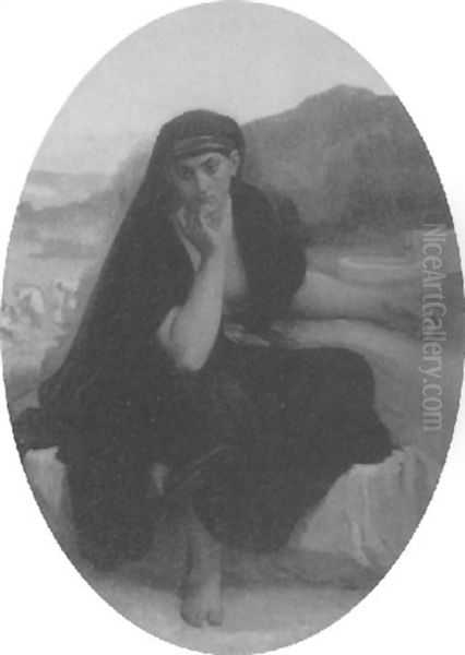 Arab Woman In A Landscape Oil Painting by Charles Zacharie Landelle