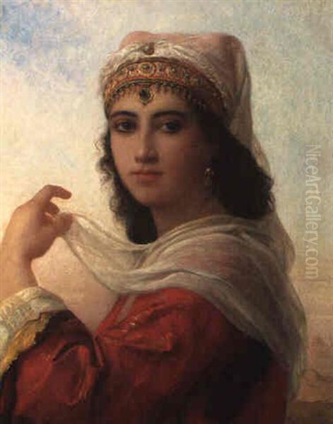 An Oriental Beauty Oil Painting by Charles Zacharie Landelle