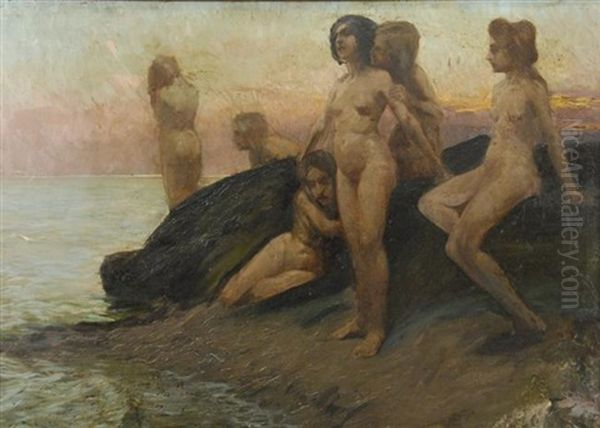 Bathers Oil Painting by Christian Landenberger