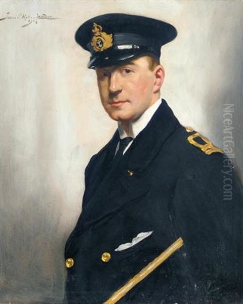 Portrait Of A Naval Officer Oil Painting by John Saint-Helier Lander