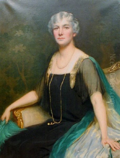 Portrait Of Lady Hewart, Wife Of The Right Honorable Viscount Gordon Hewart Of Bury Oil Painting by John Saint-Helier Lander