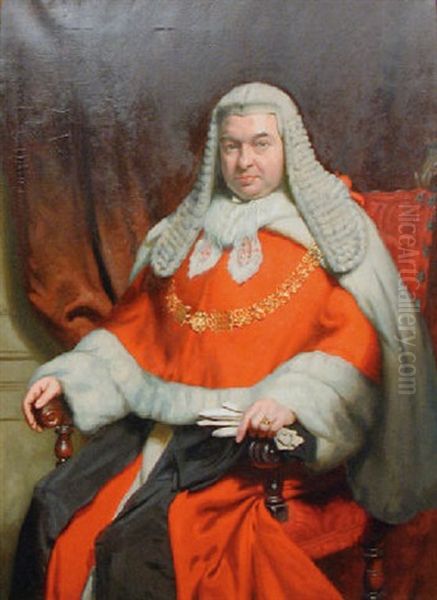 Portrait Of Lord Chief Justice Of England, The Right Honourable Viscount Gordon Hewart Of Bury Oil Painting by John Saint-Helier Lander