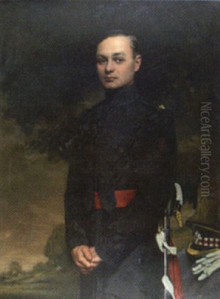 Portrait Of Major Romer In Uniform Oil Painting by John Saint-Helier Lander