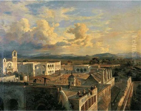 La Hacienda De Colon Oil Painting by Eugenio Landesio