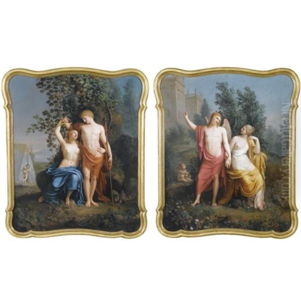 Bacco E Arianna (+ Amore E Psiche; Pair) Oil Painting by Gaspare Landi