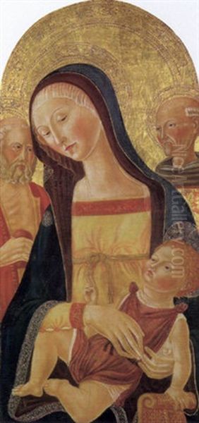 Madonna Mit Kind Und Zwei Heiligen Oil Painting by Neroccio di Bartolomeo dei Landi