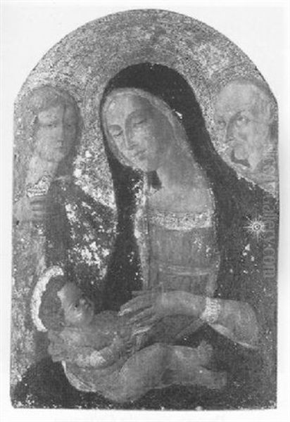 The Madonna And Child With Mary Magdalene And Saint Bernardino Oil Painting by Neroccio di Bartolomeo dei Landi