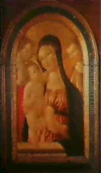 La Madonna Col Bambino E Due Angeli Oil Painting by Neroccio di Bartolomeo dei Landi