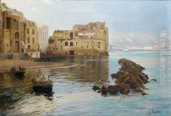 Barques Dans La Baie De Naples Oil Painting by Andrea Landini