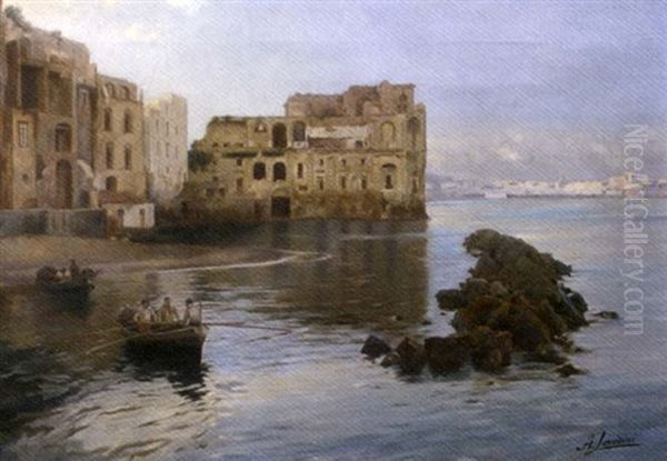 Barques Dans La Baie De Naples Oil Painting by Andrea Landini