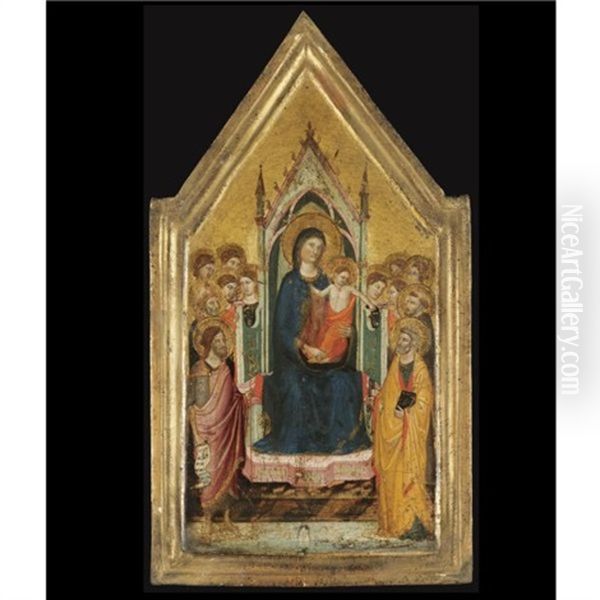 Madonna And Child Enthroned With Saints Oil Painting by Jacopo (del Casentino) Landini