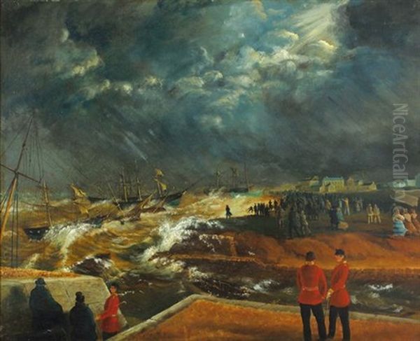 The Great Storm Of Oil Painting by Otto Landsberg