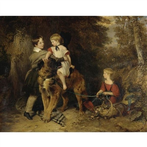 Portrait Of The Children Of Rev. Edward Coleridge Of Eton College Oil Painting by Charles Landseer