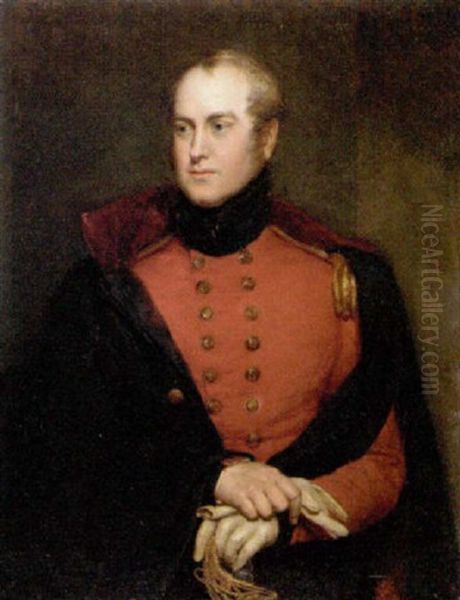 Portrait Of A Gentleman (lt. Col. Charles Richard Fox?) Seated In Uniform Oil Painting by Charles Landseer