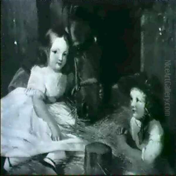 Two Sisters With Their Pony Oil Painting by Charles Landseer