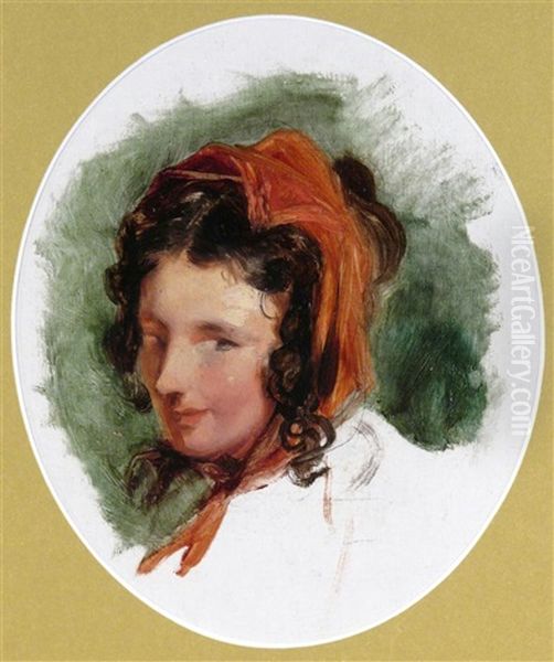 Head Study Of A Woman, Possibly Lady Louisa Russell (1812-1905) Oil Painting by Sir Edwin Henry Landseer