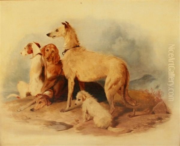 Dogs Waiting Oil Painting by Sir Edwin Henry Landseer