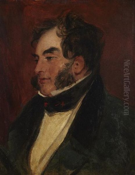 Head And Shoulder Portrait Of Lord Melbourne Oil Painting by Sir Edwin Henry Landseer