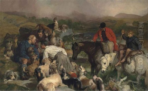 Otter Hunting Oil Painting by Sir Edwin Henry Landseer