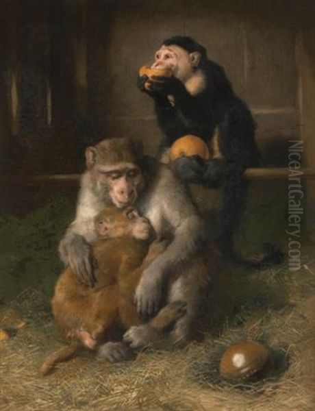 Doctor's Visit To Poor Relations At The Zoological Gardens Oil Painting by Sir Edwin Henry Landseer