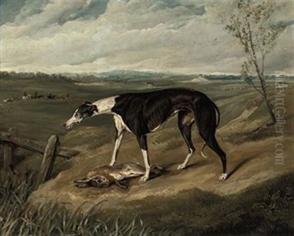 A Greyhound With A Hare Oil Painting by Sir Edwin Henry Landseer