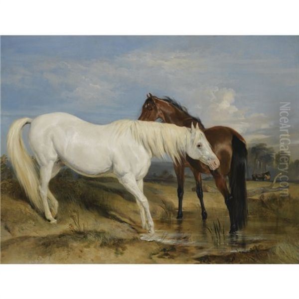 Portrait Of An Arab Mare With Her Foal Oil Painting by Sir Edwin Henry Landseer