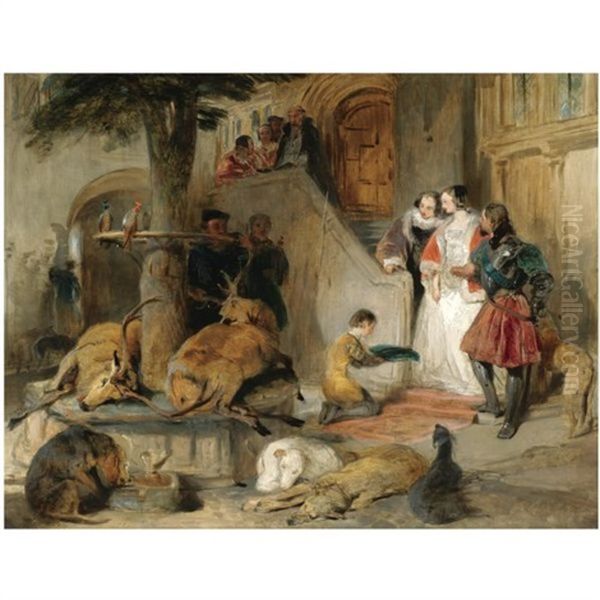 Conduit Court, Skipton Castle, North Yorkshire Oil Painting by Sir Edwin Henry Landseer