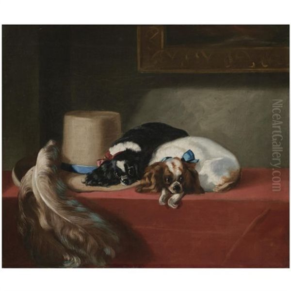 Two King Charles Spaniels Oil Painting by Sir Edwin Henry Landseer