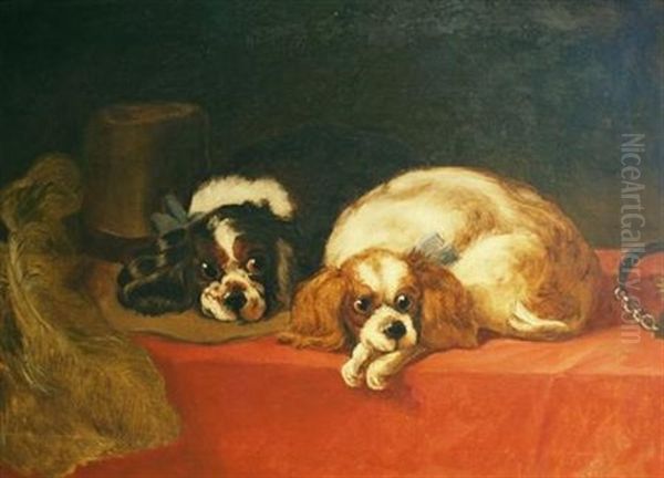 King Charles Spaniels, The Cavalier's Pets (by Norris Fowler Willatt) Oil Painting by Sir Edwin Henry Landseer