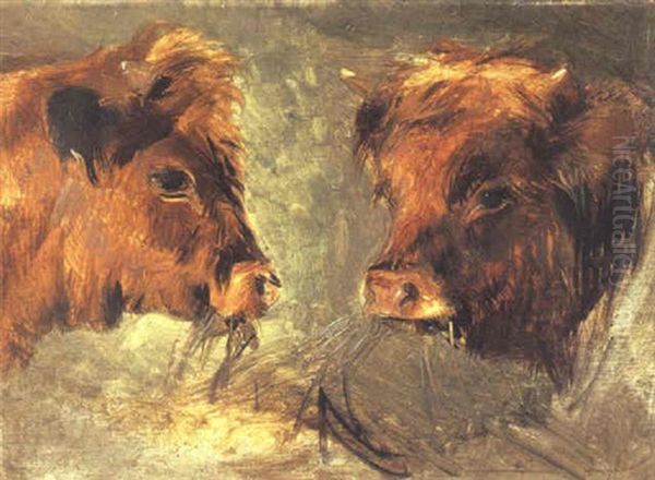 Two Heads Of Oxen by Sir Edwin Henry Landseer