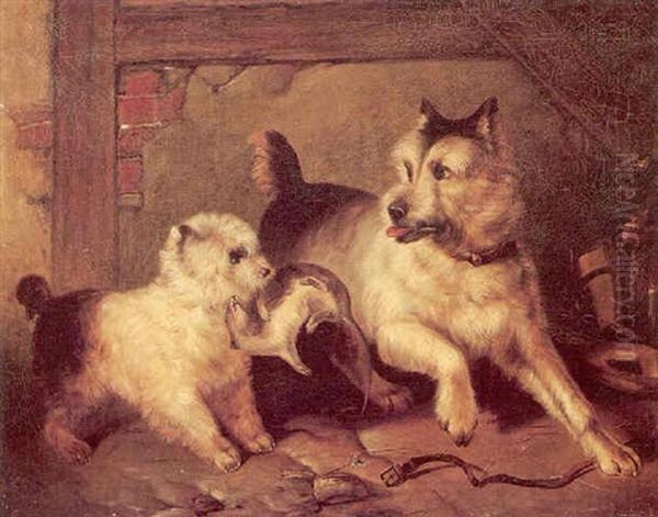 A Chip Off The Old Block Oil Painting by Sir Edwin Henry Landseer