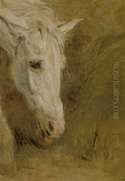 White Horse Oil Painting by Sir Edwin Henry Landseer