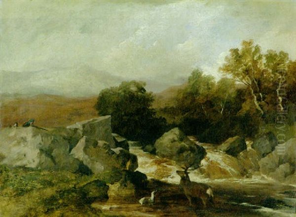 A Stag At Bay Oil Painting by Sir Edwin Henry Landseer