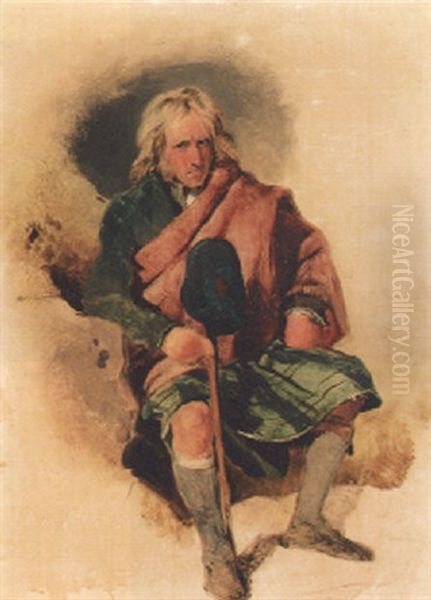 A Highlander Oil Painting by Sir Edwin Henry Landseer