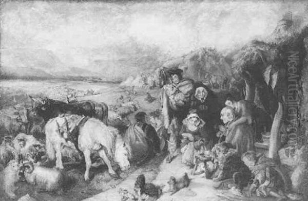 A Scene In The Grampians - The Drovers' Departure Oil Painting by Sir Edwin Henry Landseer