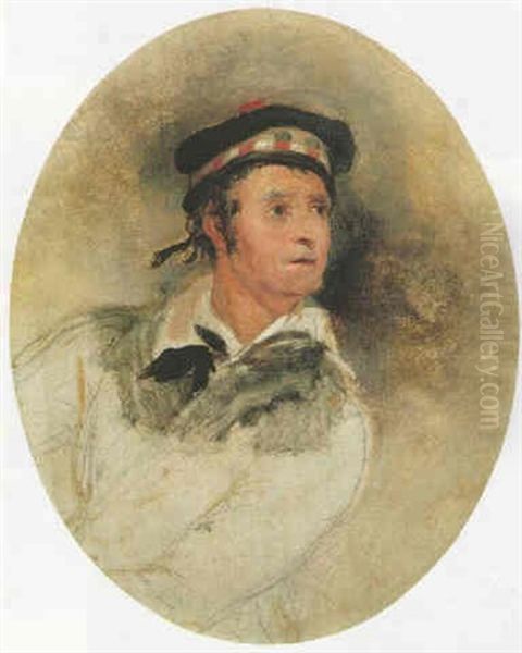 A Head Study Of A Scotsman Oil Painting by Sir Edwin Henry Landseer