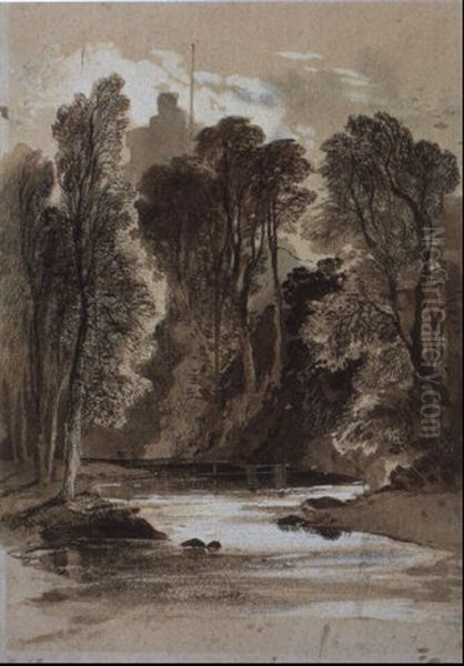 Doune Castle From The Ardoch Water Oil Painting by Sir Edwin Henry Landseer