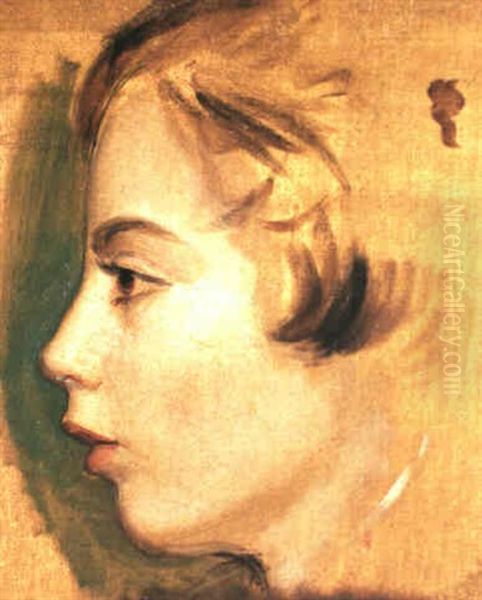 Profile Portrait Of A Boy, Perhaps Queen Victoria's Son     Prince Leopold Oil Painting by Sir Edwin Henry Landseer