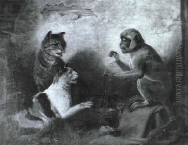 Monkey Business Oil Painting by Sir Edwin Henry Landseer