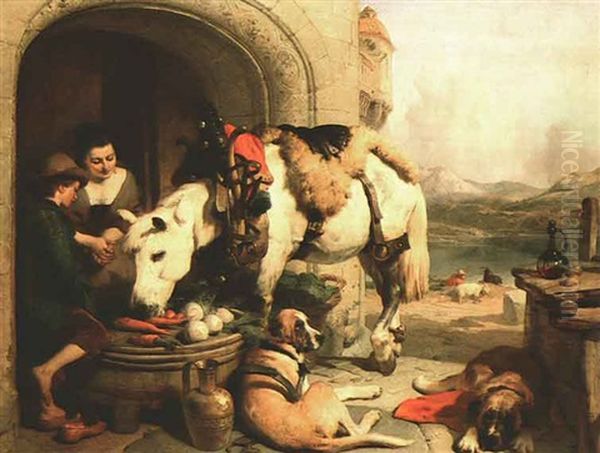 Refreshment Oil Painting by Sir Edwin Henry Landseer