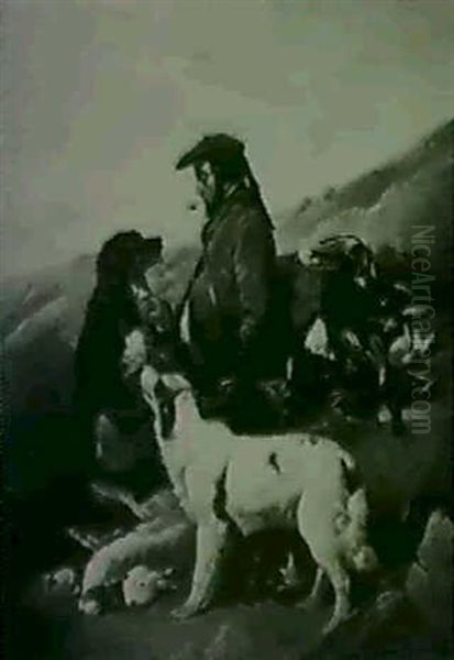 Hunter With His Dogs And Catch Oil Painting by Sir Edwin Henry Landseer