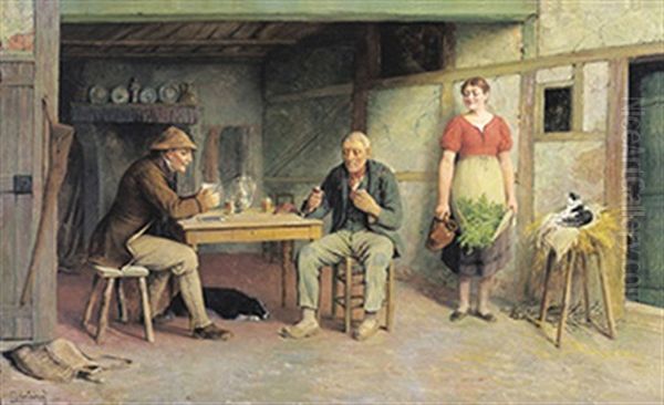 Het Kaartspel Oil Painting by C. J. van Landuyt