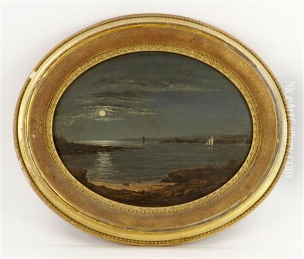 Luminous Nocturnal Seascape Oil Painting by Fitz Henry Lane