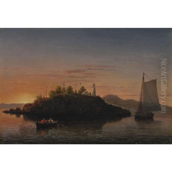 View Of Camden Mountains From Penobscot Bay Oil Painting by Fitz Henry Lane