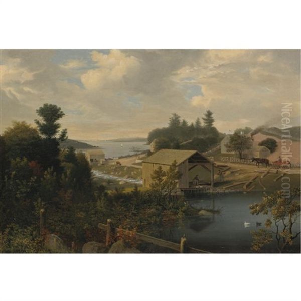 The Old Mill At Goose Cove, Annisquam, Gloucester Oil Painting by Fitz Henry Lane