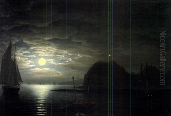 Moonlight, Owl's Head, Northeast View Oil Painting by Fitz Henry Lane