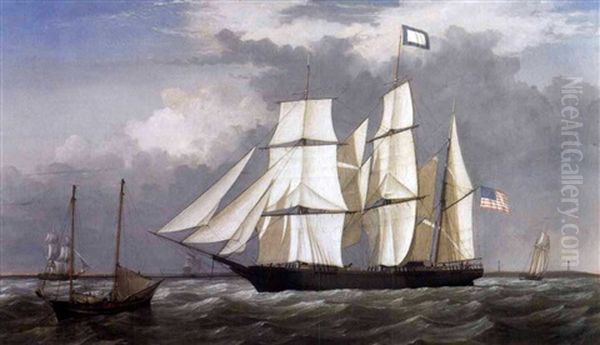 A View Off Thatcher's Island, Gloucester, With The Bark "eastern Star" Oil Painting by Fitz Henry Lane