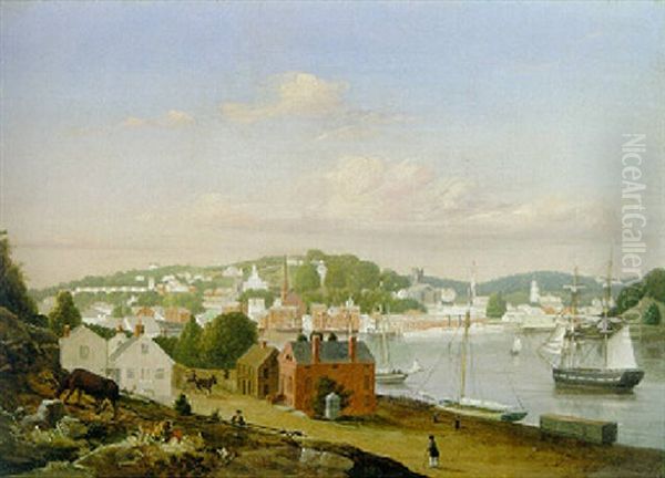 View Of Norwich, Connecticut Oil Painting by Fitz Henry Lane