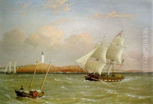 Rounding The Light House Oil Painting by Fitz Henry Lane