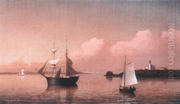 Sunset Off Ten Pound Island, Gloucester Oil Painting by Fitz Henry Lane